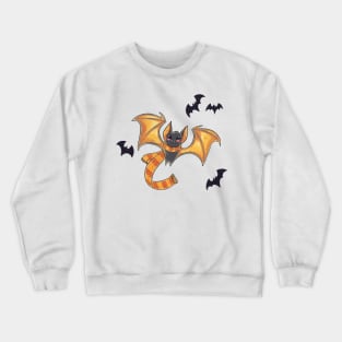 Cozy bat with a scarf and spooky friends on Halloween Crewneck Sweatshirt